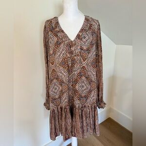 Anthropologie Brown Patterned Mini Dress